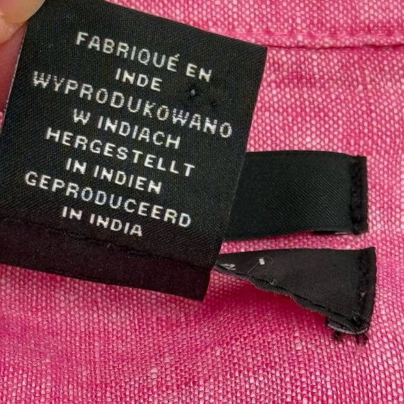 Tahari Women’s 100% Linen Henley 3/4 Sleeve Pink Tunic w/ Side Vents Medium - Picture 8 of 15